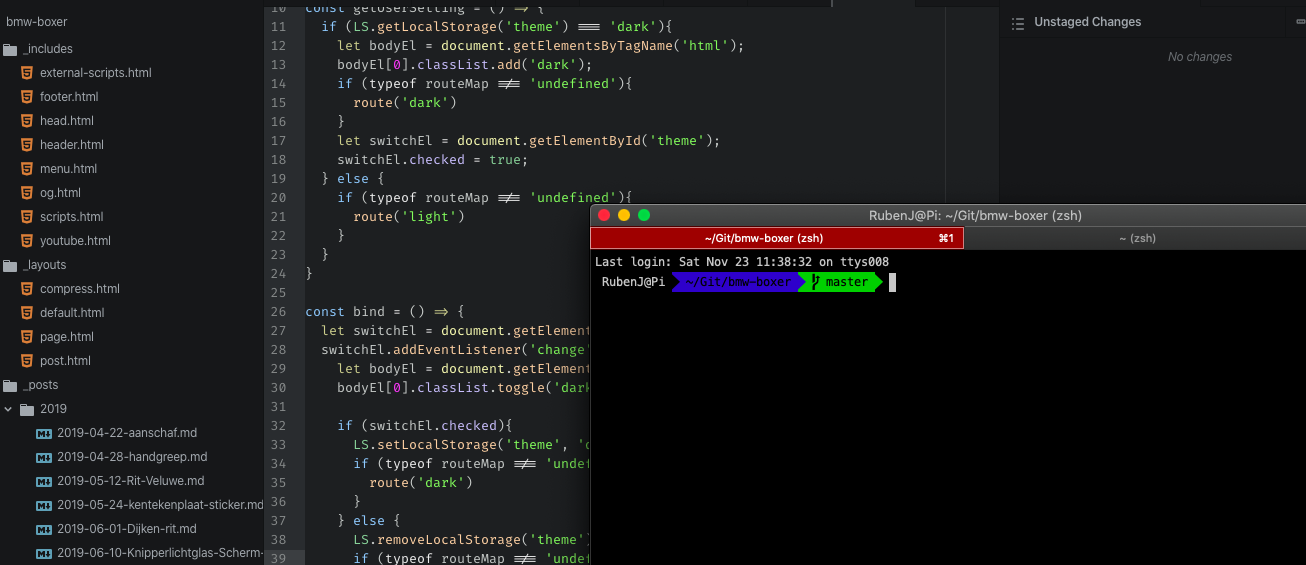 Screenshot of BMW Boxer project Atom editor and iTerm